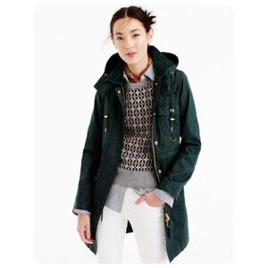 J. Crew Green Long Downtown Field Hooded Jacket